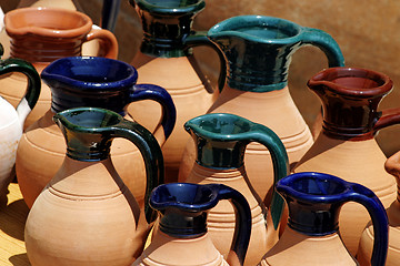 Image showing Painted Clay Jugs