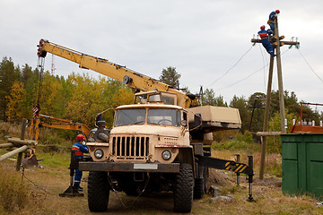 Image showing Mounting supports power line