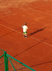 Image showing Boy On Tennis Court