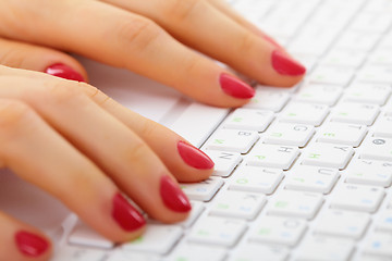 Image showing Female hands on computer keyboard - typing