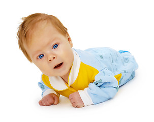 Image showing Baby lying on floor