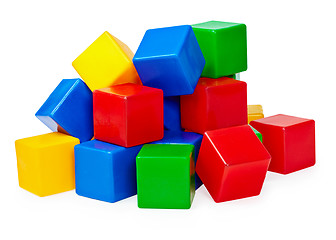 Image showing Handful of toy blocks on white background
