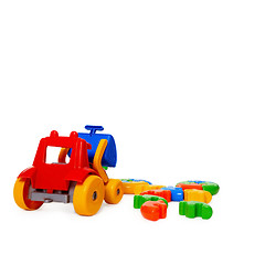 Image showing Color plastic toy bulldozer