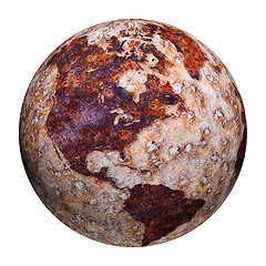 Image showing Terrestrial globe - corrosion stains on iron
