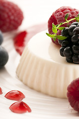 Image showing Vanilla panna cotta with berry sauce