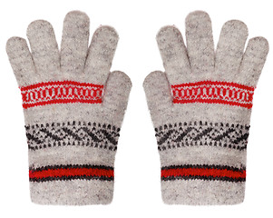 Image showing Woolen gloves isolated on white background