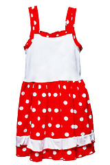 Image showing Small red polka dot dress for girls on white