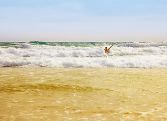 Image showing Man went on vacation at sea and began to relax