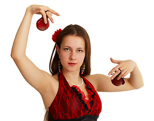 Image showing Young girl performing Spanish dance