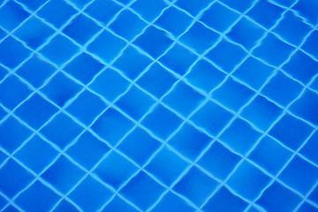 Image showing Bottom of swimming pool covered with tiles