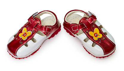 Image showing Children's cheap shoes on white