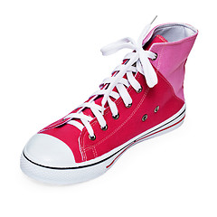 Image showing Fashionable youth sports shoe on white