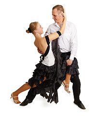 Image showing Young couple dancing ballroom dance