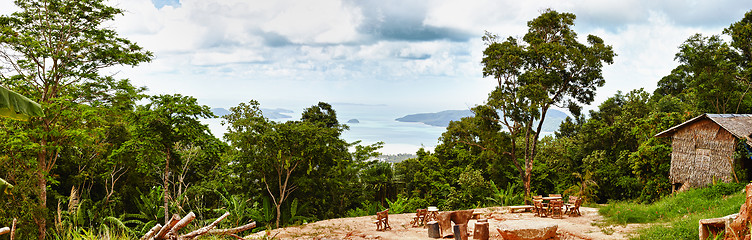 Image showing View from hill on tropical ocean