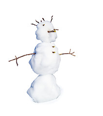 Image showing Real snowman isolated on white background