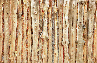 Image showing Wooden planks and slabs fense