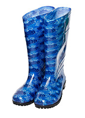 Image showing High rubber boots on white background