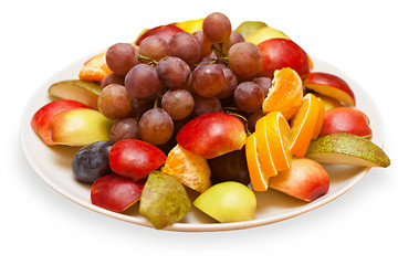 Image showing Fruits on a plate isolated on white background