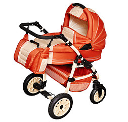 Image showing Pushchair for transporting children in winter