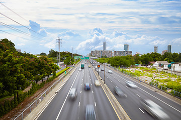 Image showing Active vehicular traffic on urban highway