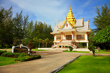 Image showing Buddhist temple among the tropical vegetation - Thailand, Phuket