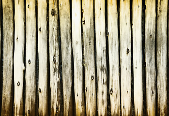 Image showing Dilapidated old wooden fence - rural background