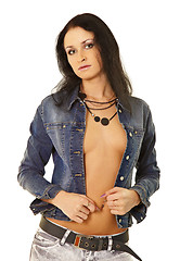 Image showing Sexy young woman in denim fashion clothing