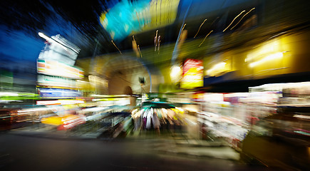 Image showing Night streets - drunk's eye view