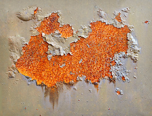 Image showing Rusting on surface of iron wall