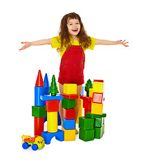 Image showing Happy child in a toy castle