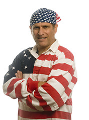 Image showing patriotic American man wearing flag shirt