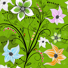 Image showing Seamless green floral wallpaper