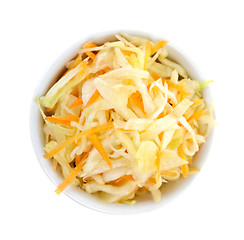 Image showing Bowl of coleslaw from above