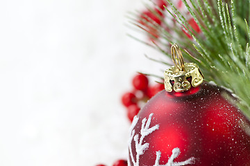 Image showing Red Christmas ornament border