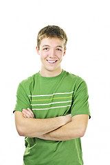 Image showing Happy young man with crossed arms