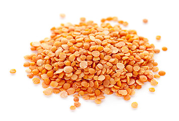 Image showing Pile of uncooked red lentils