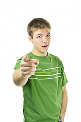 Image showing Young man pointing finger