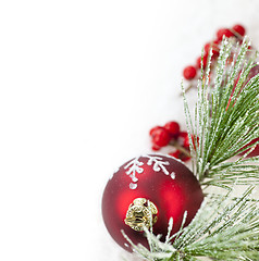 Image showing Red Christmas ornament border