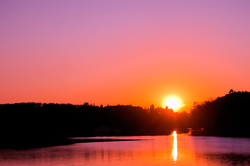 Image showing Sunset over lake