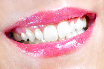 Image showing Woman lips smiling