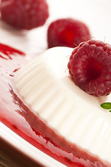 Image showing Vanilla panna cotta with berry sauce