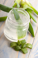 Image showing aloe vera juice with fresh leaves