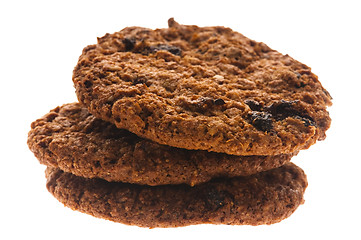 Image showing Chocolate homemade cookies isolated on white background 