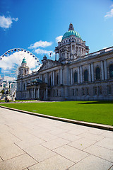 Image showing Belfast City Hall and Ferris wheel