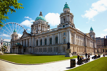 Image showing Belfast City Hall and Ferris wheel