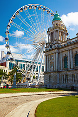 Image showing Belfast City Hall and Ferris wheel