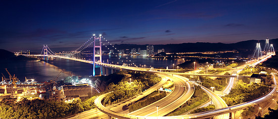 Image showing highway bridge at night 