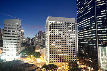 Image showing office building at night in hong kong 