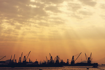 Image showing sunset in Cargo port 