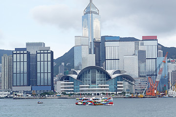 Image showing Hong Kong harbour and boat